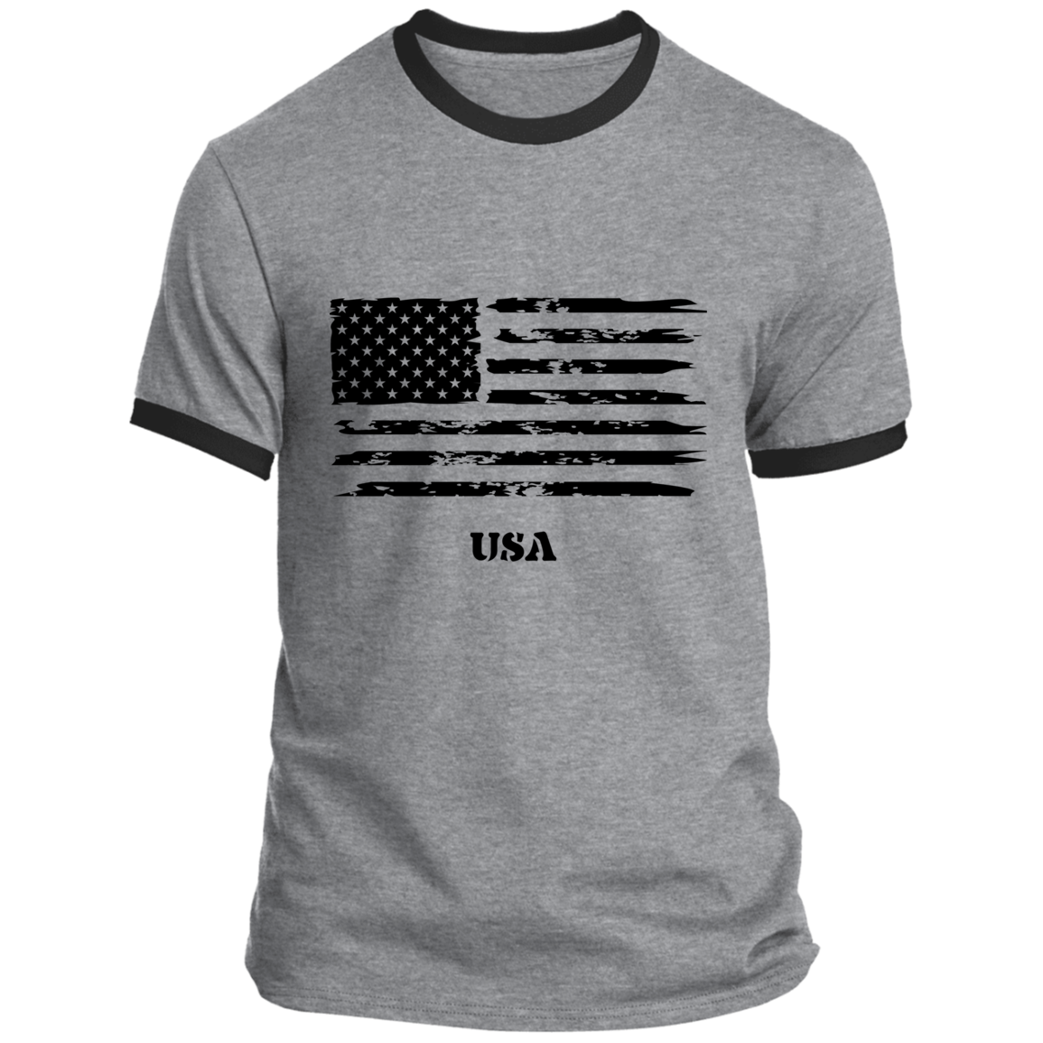 Mens Distressed USA Flag Ringer T-Shirt