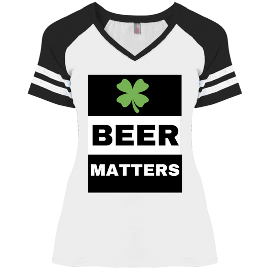 Irish Beer Matters  Ladies' Game V-Neck T-Shirt