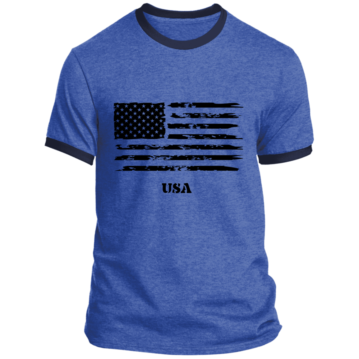 Mens Distressed USA Flag Ringer T-Shirt