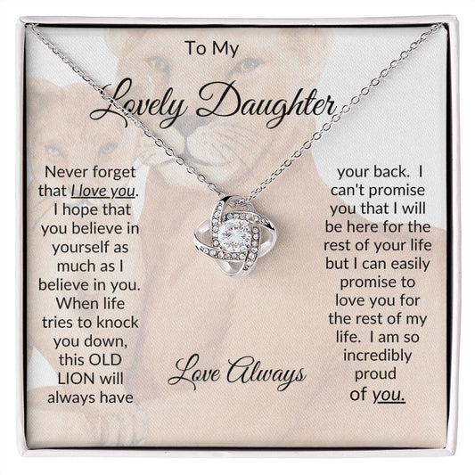 TO MY LOVELY DAUGHTER | NEVER FORGET | LOVE KNOT NECKLACE