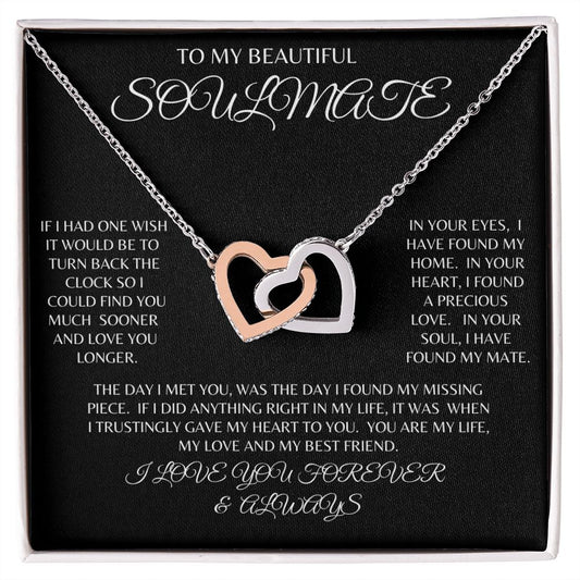 TO MY BEAUTIFUL SOULMATE | INTERLOCKING HEART NECKLACE