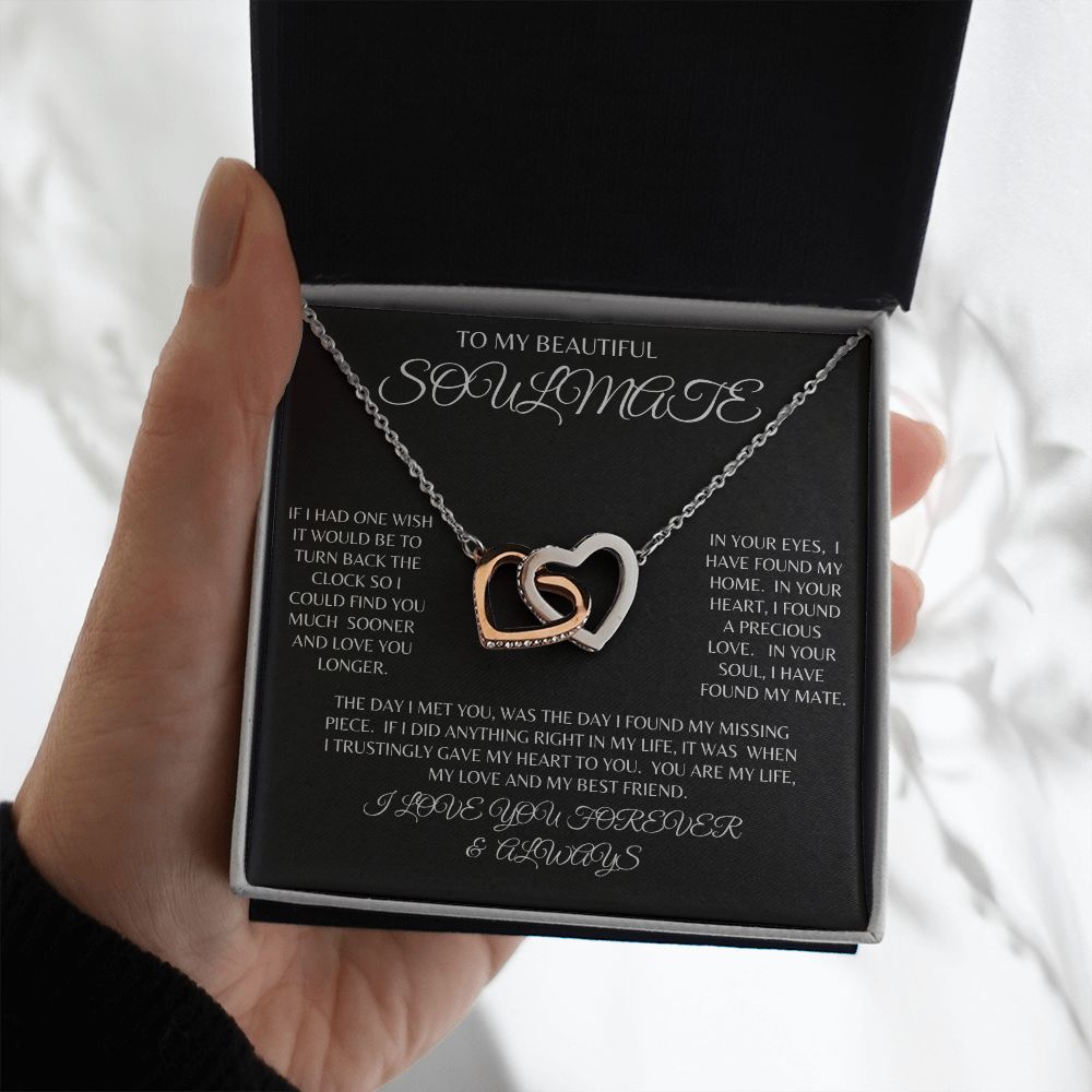 TO MY BEAUTIFUL SOULMATE | INTERLOCKING HEART NECKLACE
